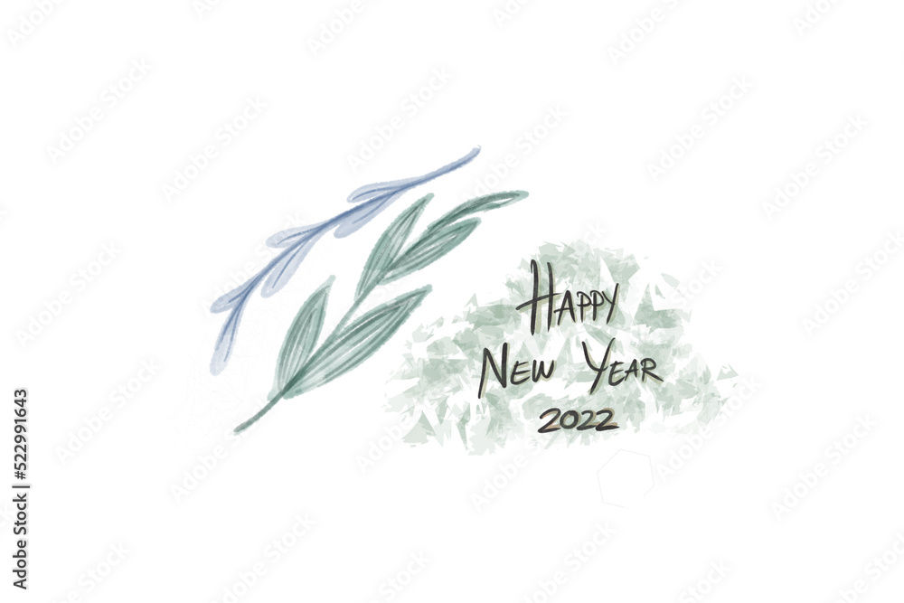 happy new year concept in watercolor paint style isolated on white background, celebration of new year or Christmas calendar greeting holiday