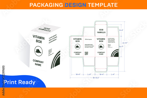 100 ml PACKGING DESIGN TEMPLATE FOR VITAMIN BOX