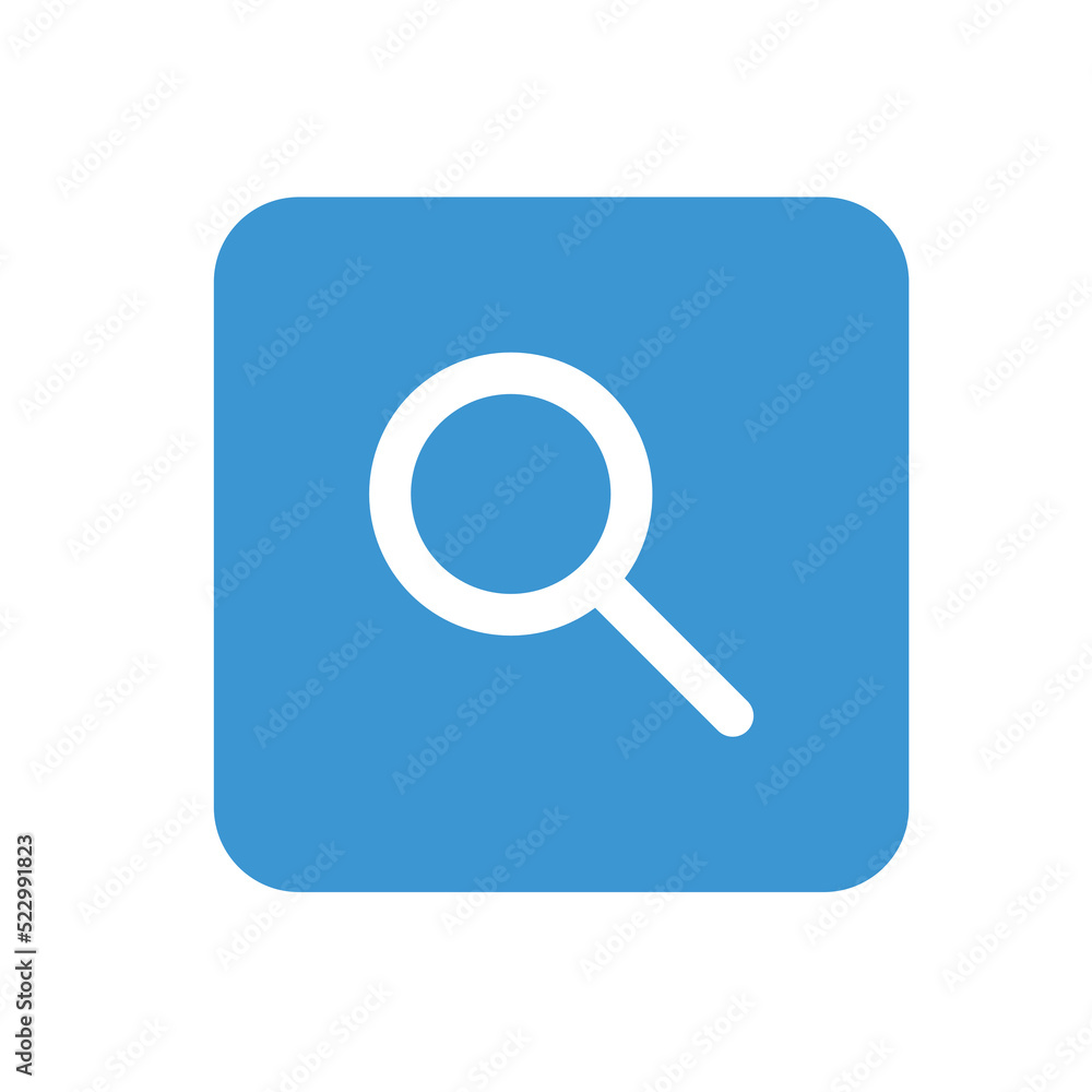 Blue search icon for websites and apps. Search bar icon with simple magnifier glass. Vector illustration. Blue search icon for websites and apps. Search bar icon with simple magnifier glass. Vector illustration.