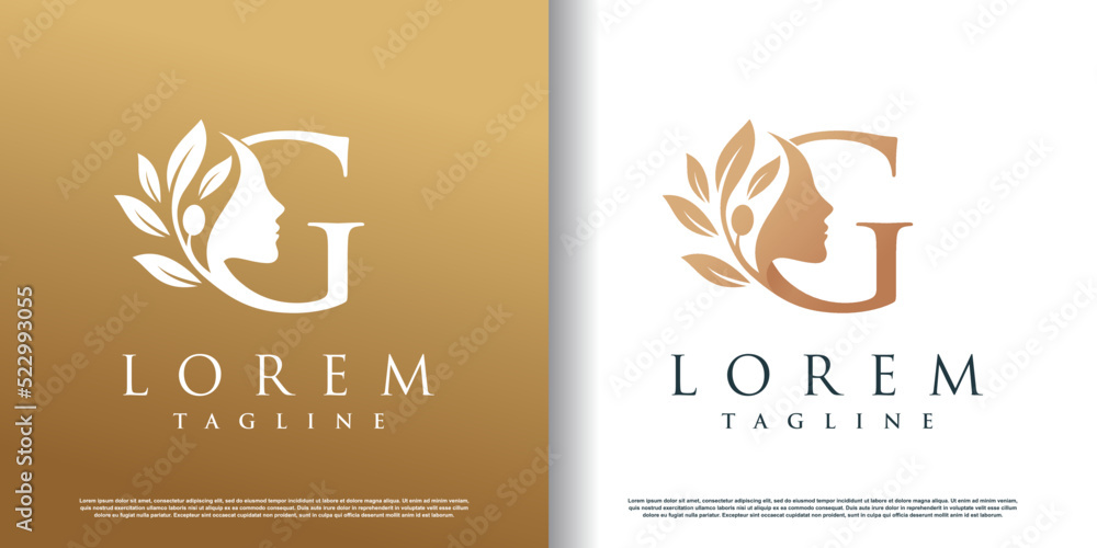 woman beauty logo icon with letter y concept design premium vector