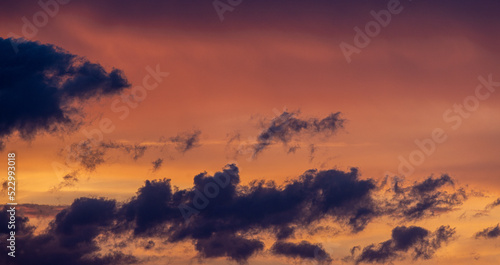 Image of red colored evening sky with impressive cloud formations