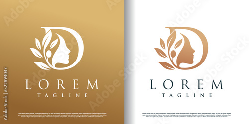 woman beauty logo icon with letter y concept design premium vector