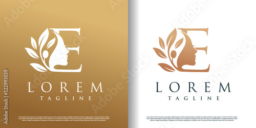 woman beauty logo icon with letter y concept design premium vector