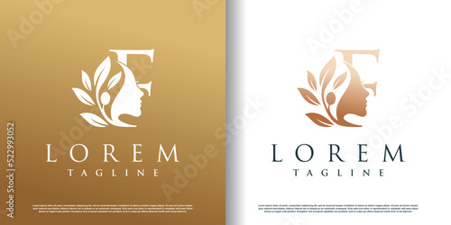 woman beauty logo icon with letter y concept design premium vector