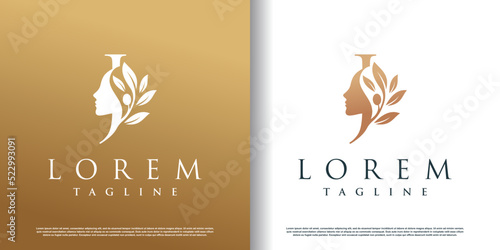 woman beauty logo icon with letter y concept design premium vector