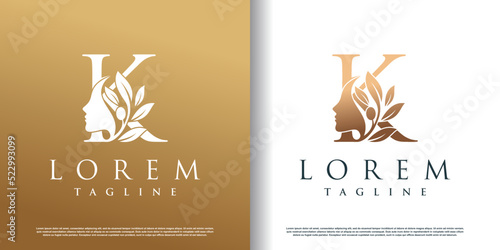 woman beauty logo icon with letter y concept design premium vector