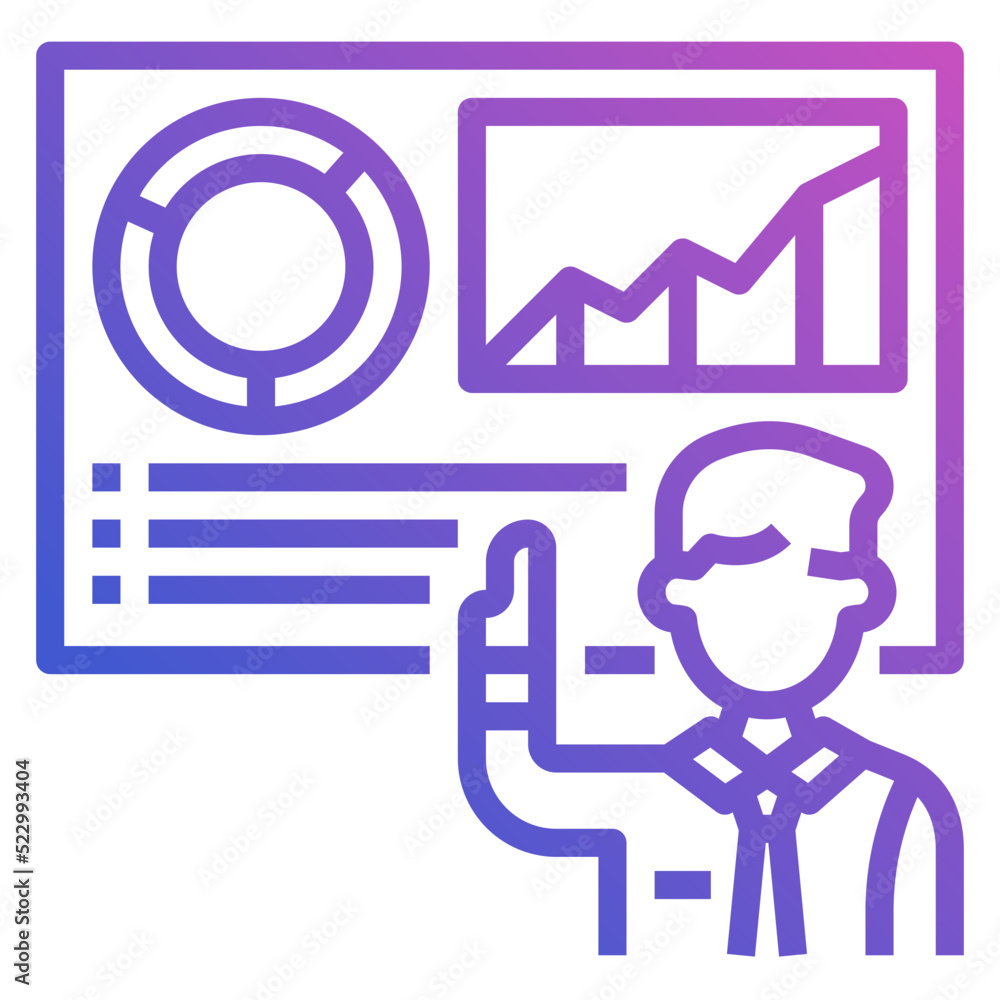 Presentation line gradient icon. Can be used for digital product, presentation, print design and more. Presentation line gradient icon. Can be used for digital product, presentation, print design and more.