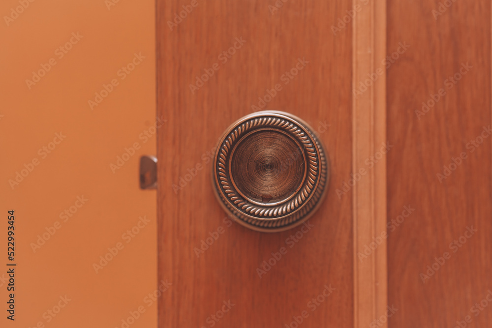 Door handle with lock close up