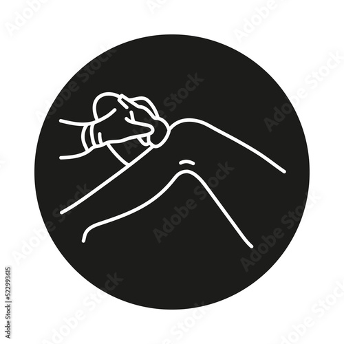 Knee joint ultrasound color line illustration