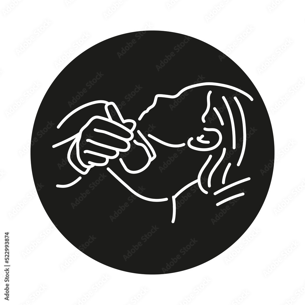 Neck ultrasound color line illustration Neck ultrasound color line illustration