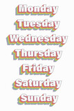 days of the week school diary sticker y with rainbow vibrant shadow