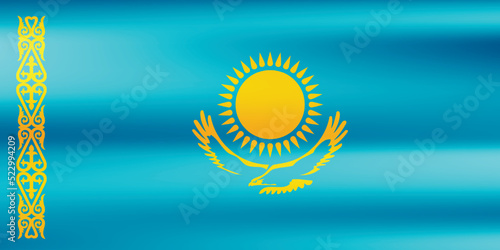Flag of Kazakhstan. Kazakh national symbol in official colors. Template icon. Abstract vector background