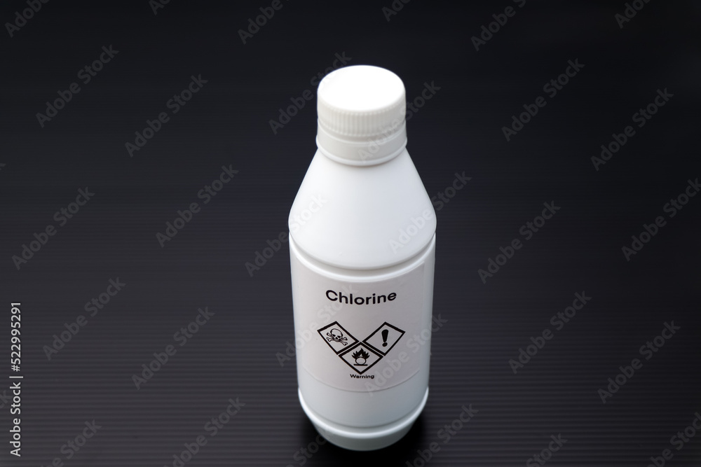 chlorine in bottle, chemical in the laboratory chlorine in bottle, chemical in the laboratory