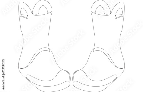 rubber boots drawing by one continuous line vector