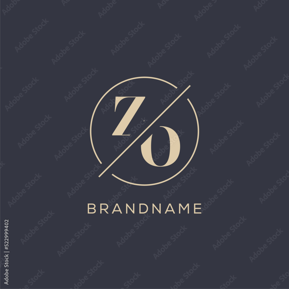 Initial letter ZO logo with simple circle line, Elegant look monogram logo style - obrazy, fototapety, plakaty 