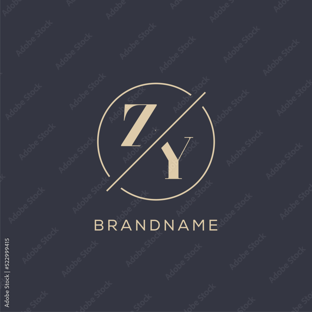 Initial letter ZY logo with simple circle line, Elegant look monogram ...