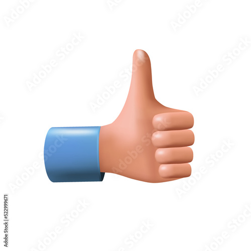 Thumb up icon.  3d Vector flat style cartoon  illustration.
