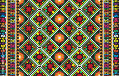 Geometric vector background with sacral tribal ethnic elements. Traditional triangles gypsy geometric forms sprites tribal themes apparel fabric tapestry print