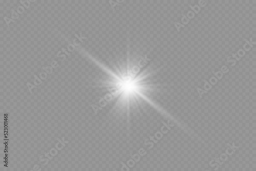 Dazzling flash. Bright Star. Magic dust. Brilliant vector. Bright sun. Glare. shining beam. Rash.