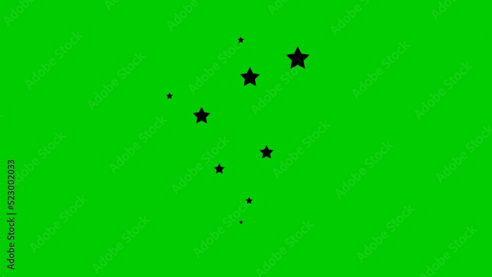 Animated fountain from stars fly from bottom to top. Black symbols. Looped video. Vector illustration isolated on green background. Animated fountain from stars fly from bottom to top. Black symbols. Looped video. Vector illustration isolated on green background.