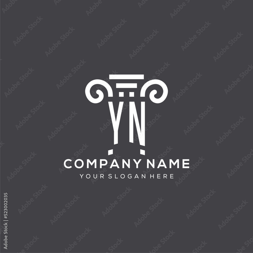Monogram YN logo for law firm with pillar icon in modern and creative geometric style - obrazy, fototapety, plakaty 