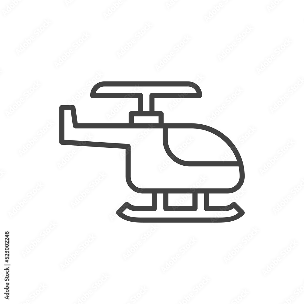 helicopter icon, thin line symbol on white background