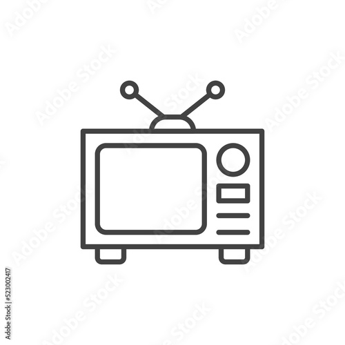 Retro TV icon in flat style, black and white retro TV icon, Vector illustration of Retro TV icon for you design.