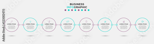 Vector Infographic design business template with icons and 8 options or steps. Can be used for process diagram, presentations, workflow layout, banner, flow chart, info graph