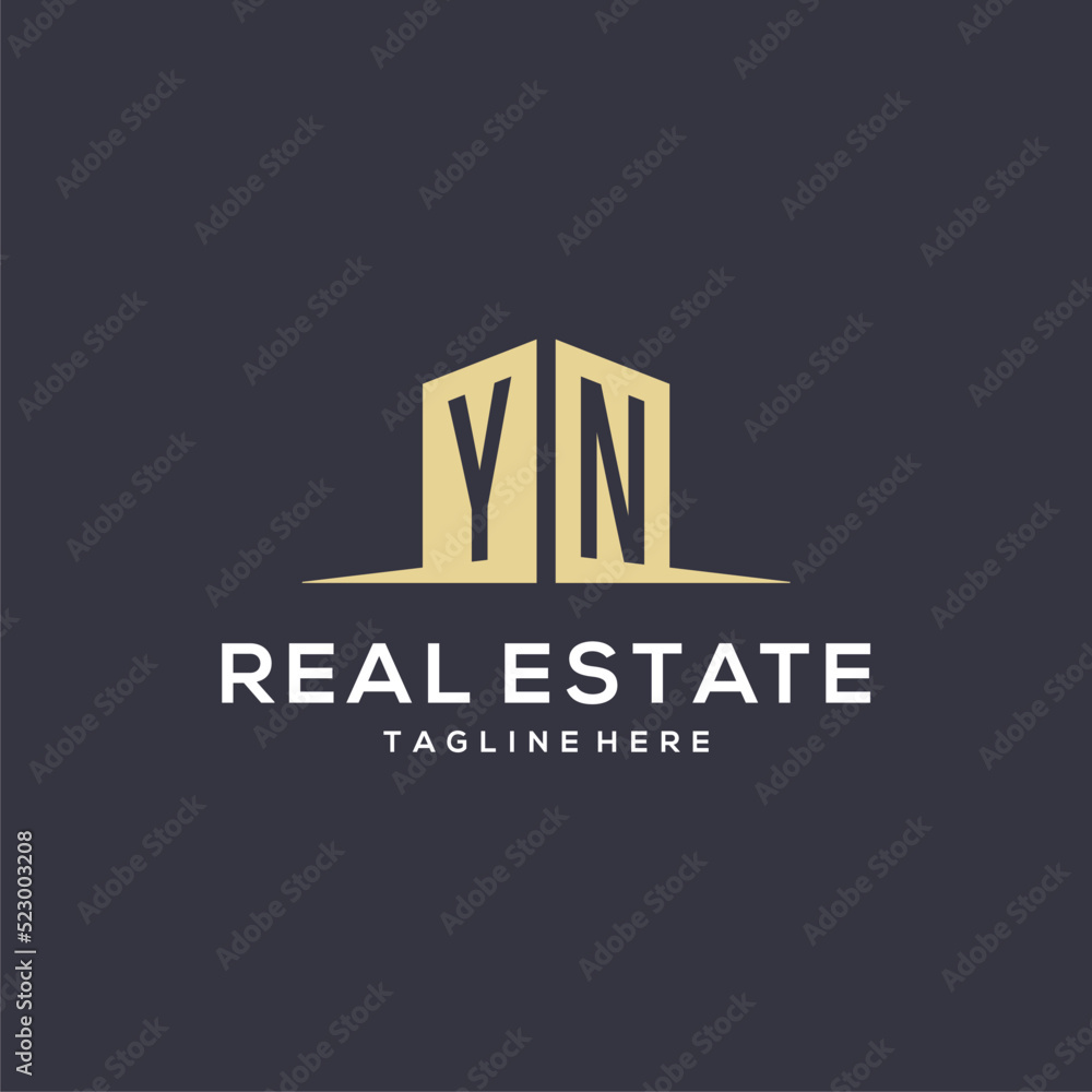 Monogram YN logo for construction with simple building shape icon design - obrazy, fototapety, plakaty 