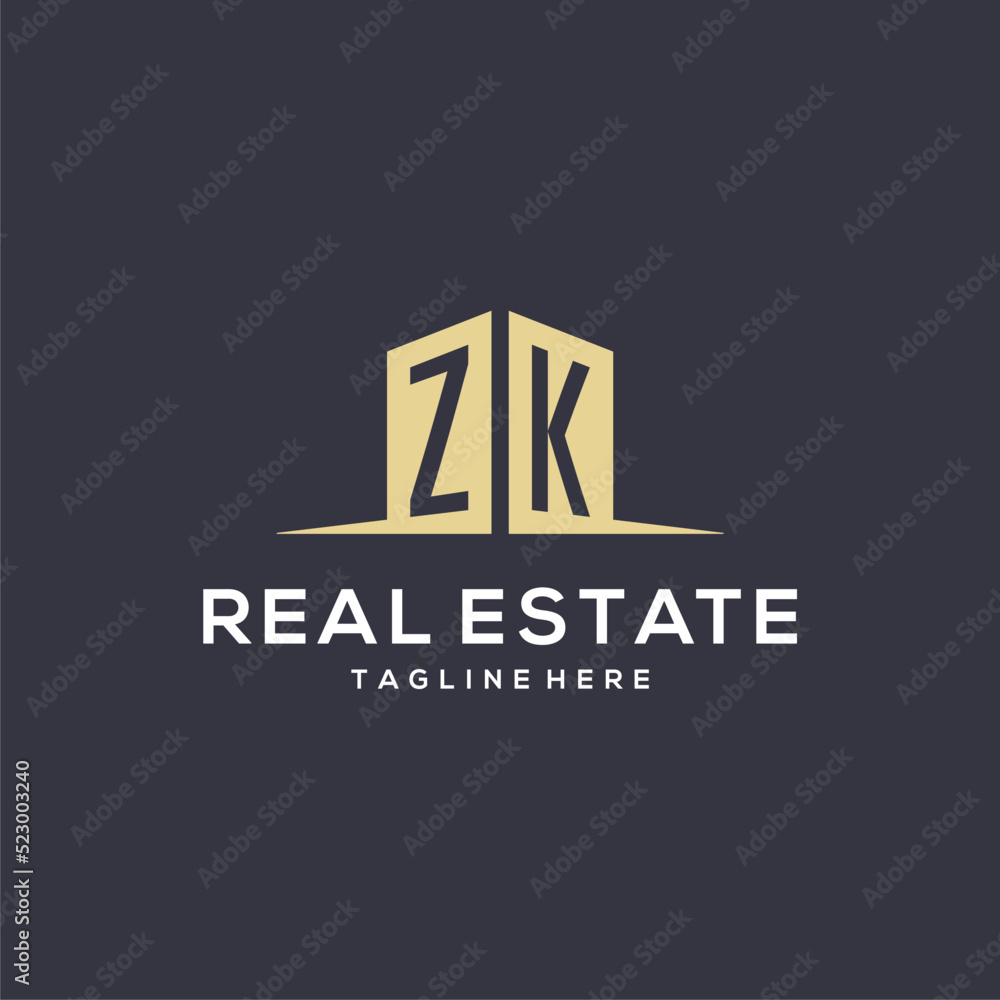 Zk Icon Monogram ZK logo for construction with simple building shape icon ...