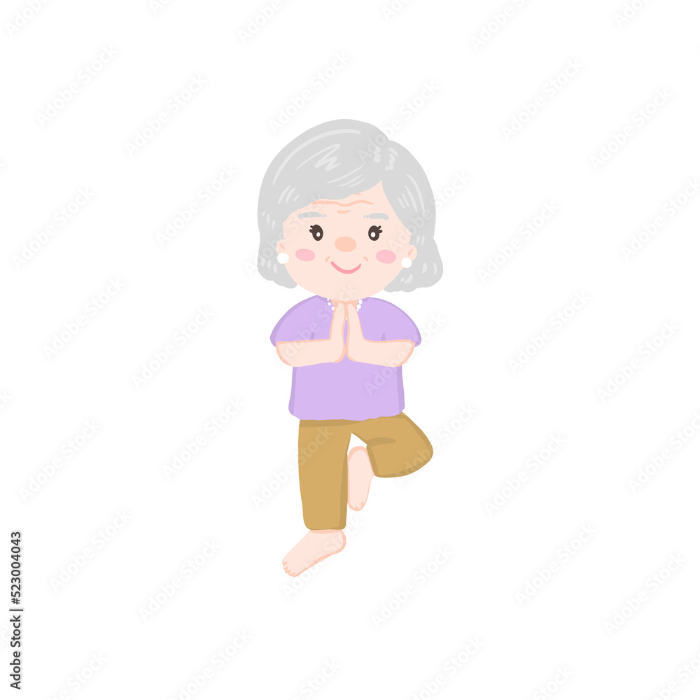Old woman exercise, health of the elderly Old woman exercise, health of the elderly