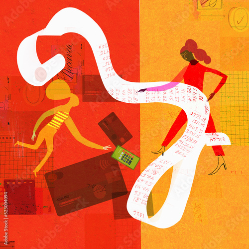 Woman calculating bills and taxes