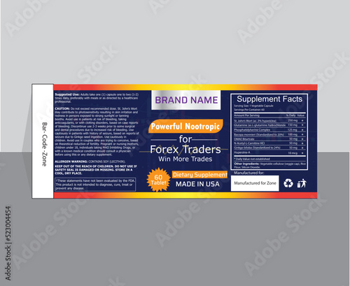 supplement label design template ,nutrition label,supplement packaging