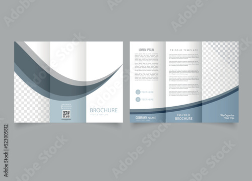 Gray corporate trifold brochure for business. Flyer for printing. Vector graphics. Corporate Tri fold brochure design, brochure flyer design, Vector .