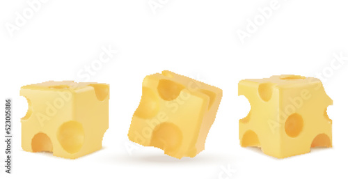 A set of cheesy, simple, stable and neat cheese cubes. Vector illustration