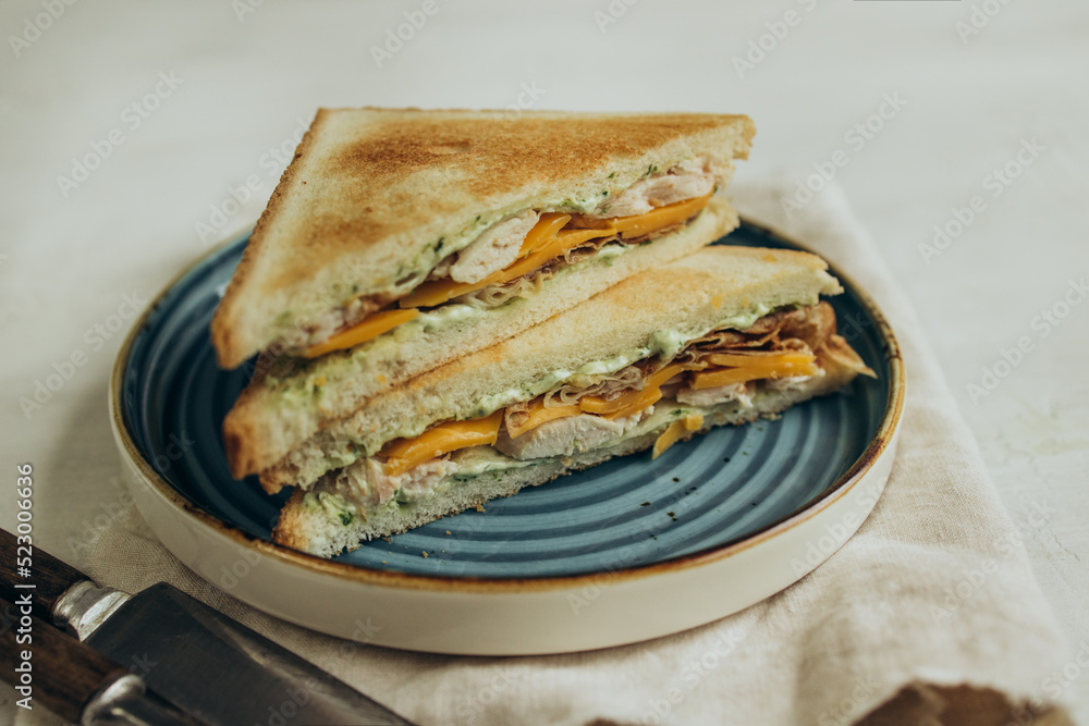 Sandwich with chicken and cheese Sandwich with chicken and cheese