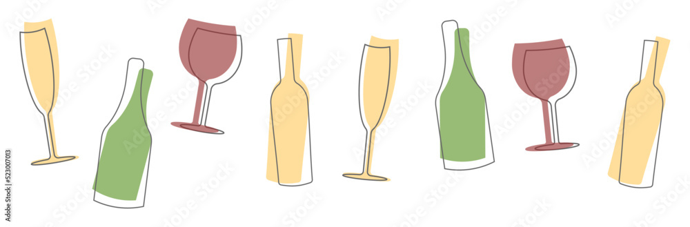 Wine bottle with wine glass icon or silhouette. Alcohol symbol. Vector illustration.	
 - obrazy, fototapety, plakaty 