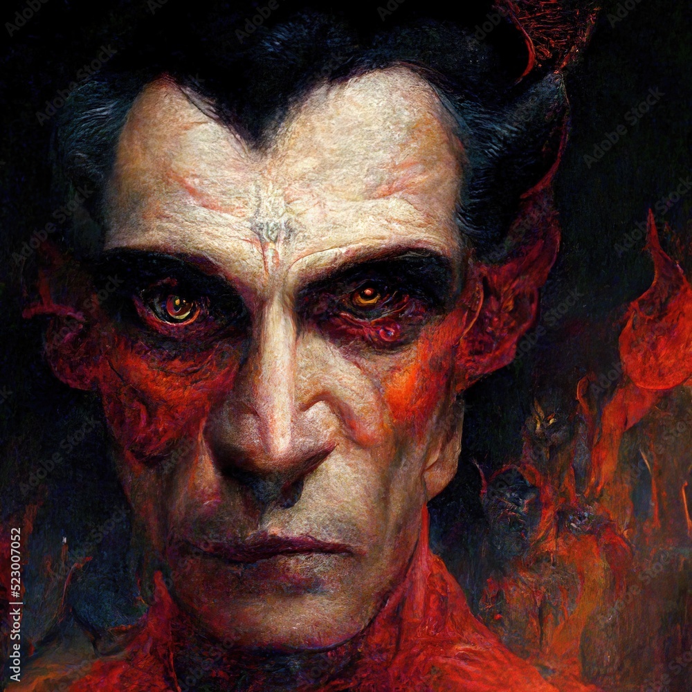 Obraz premium Portrait of devil, Illustration, drawing