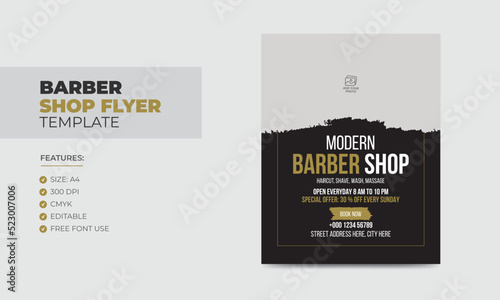 Modern barbershop flyer design template editable beauty salon business poster template