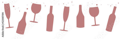 Fototapeta Wine bottle with wine glass icon or silhouette