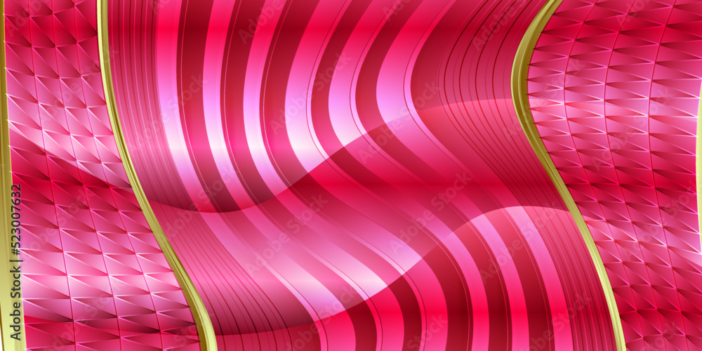 Fototapeta premium Abstract pink background with gold lines design