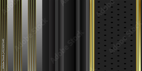 Black abstract geometric background. Modern shape concept with gold light vector illustration.