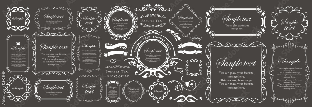 Fototapeta premium 高級感のあるカードデザイン。アンティークな装飾デザイン。エレガントな縁の模様。