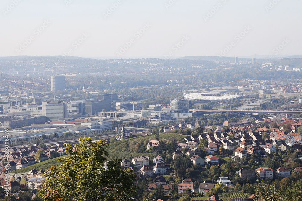 Fototapeta premium View to Stuttgart skyline from Grabkapelle hill