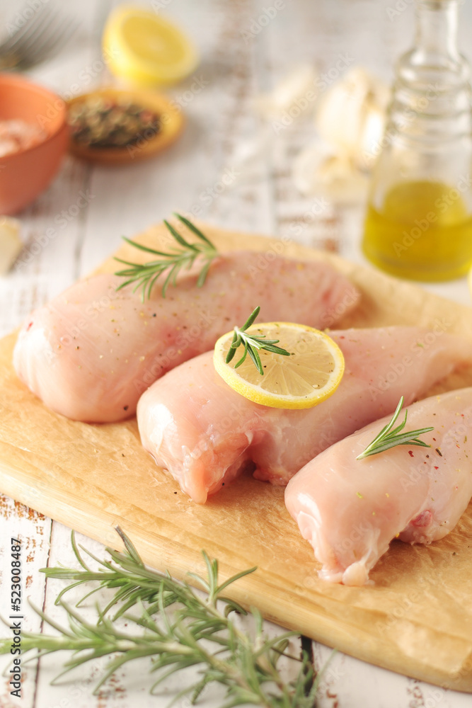 Chicken fillet with pepper and green ready for cooking Chicken fillet with pepper and green ready for cooking