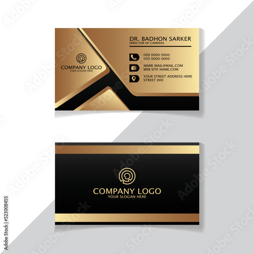 Black and gold color modern luxury business card design 