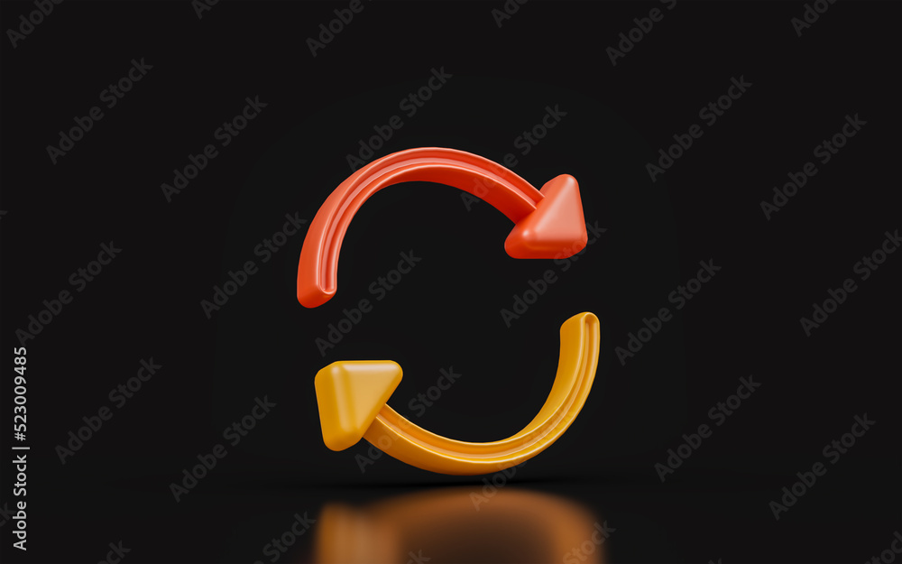 refresh arrow sing on dark background 3d render concept for update change again rotation system refresh arrow sing on dark background 3d render concept for update change again rotation system