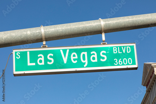 Canvas Print Street name Las Vegas. at the strip downtown Las Vegas