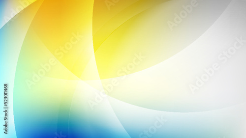 Blue yellow blurred smooth glossy waves abstract background. Vector design
