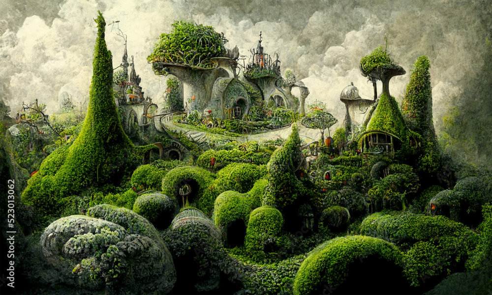 Obraz premium fantasy dream world, fairytale background, digital art